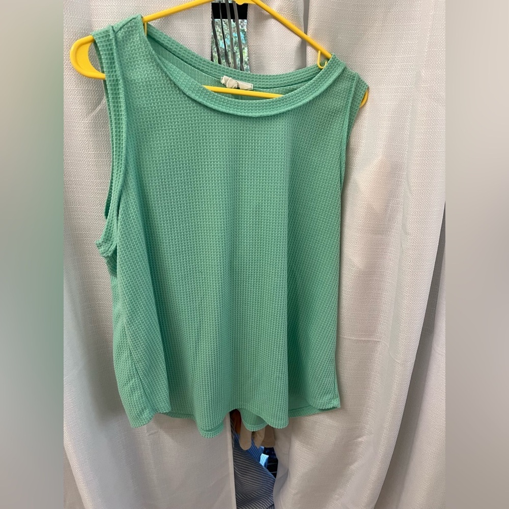 ANDREE BY UNIT Teal Sleeveless Waffle Knit Top